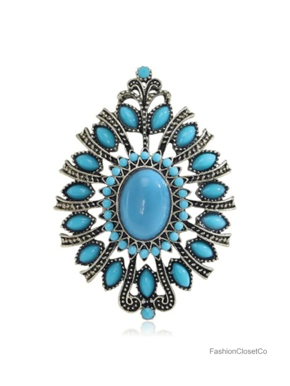 Western Brooch Pin Crystal Turquoise Alloy Steel Lapel Pin